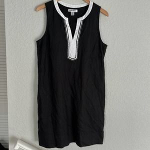Tommy Bahama Linen Black Sleeveless Shift Dress